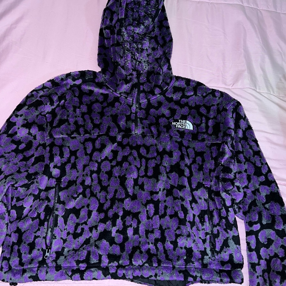 North face leopard print hooded jacket